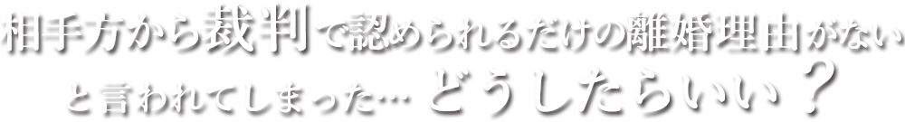 相手方から裁判で認められるだけの離婚理由がないと言われてしまった。どうしたらいい？