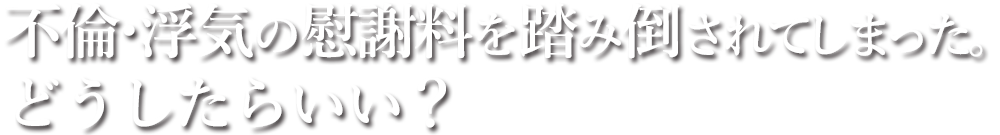 不倫・浮気の慰謝料を踏み倒されてしまった。どうしたらいい？