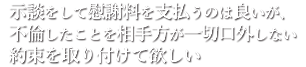 示談をして慰謝料を支払うのは良いが、不倫したことを相手方が一切口外しない約束を取り付けて欲しい