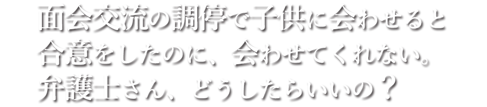 面会交流の調停で子供に会わせると合意をしたのに、会わせてくれない。弁護士さん、どうしたらいいの？