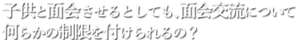 子供と面会させるとしても、面会交流について何らかの制限を付けられるの？