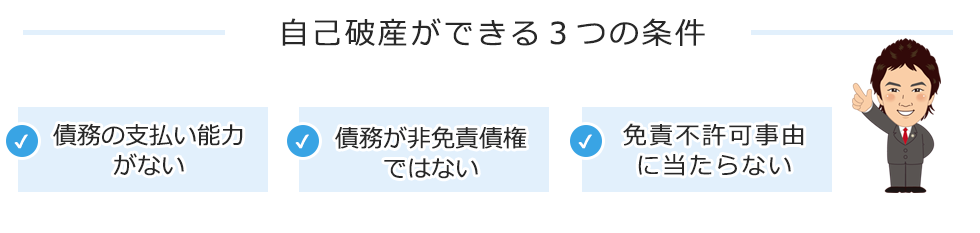 自己破産ができる３つの条件